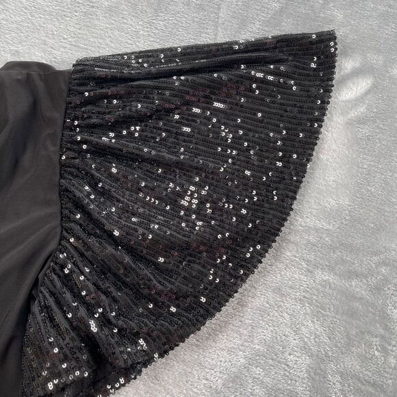Chaus Dress Womens Large Black Jersey Knit Sequin Flutter Sleeve Surplice Neck - Picture 2 of 14